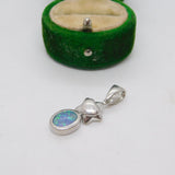 Sterling Silver Doublet Opal Drop Charm Pendant Vintage c1970