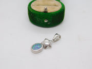 Sterling Silver Doublet Opal Drop Charm Pendant Vintage c1970