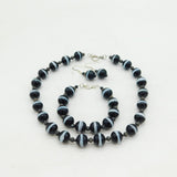 Sterling Silver Banded Agate Glass Jewellery Suite Necklace, Bracelet, Earrings
