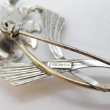 14ct Gold, Sterling Silver & Enamel Floral Spray Brooch Vintage c1960s