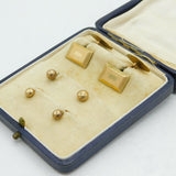 Boxed Set of Rolled Gold Collar Studs & Cufflinks Set Antique c1920s Art Deco