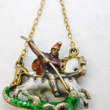 19th Century Austro-Hungarian Gold & Silver George Slaying the Dragon Pendant