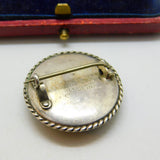 Sterling Silver & Morpho Butterfly Wing Island Scene Brooch Antique c1930 Deco