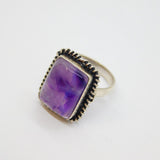 Sterling Silver Cabochon Amethyst Studio Dress Ring Vintage c1970 Size N 1/2