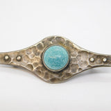 Arts & Crafts Liberty & Co Planished Peweter & Ruskin Ceramic Brooch Antique