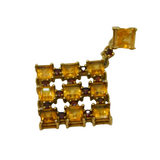 9ct Yellow Gold, Citrine & Garnet Set Floral Drop Pendant Vintage Birmingham