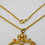 Edwardian 15ct Yellow Gold Seed Pearl Set Floral Pendant Necklace Antique c1910