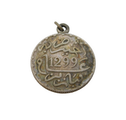 19th Century Ottoman Sterling Silver Coin Pendant Antique c1880s