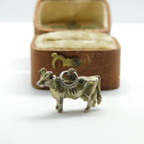 Sterling Silver Farmyard Cow Charm Pendant Vintage c1970
