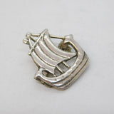 Scottish Provincial Iona Sterling Silver Viking Ship Brooch Vintage c1970s