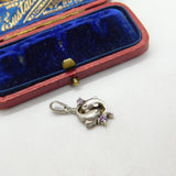 Sterling Silver Dolphin Duo Amethyst Paste Pisces Charm Pendant Vintage c1970