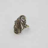 Sterling Silver Marcasite Swirly Pattern Art Deco Ring Antique c1930 Size N