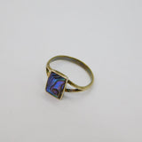 Sterling Silver Rectangle Abalone Shell Dress Band Ring Vintage c1970 Size K