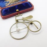 Gilt Metal Penny-Farthing Style Bicylcle Brooch or Pendant Antique c1930