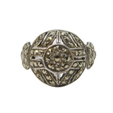 Art Deco Sterling Silver Marcasite Set Target Ring Antique c1920s Art Deco