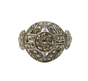 Art Deco Sterling Silver Marcasite Set Target Ring Antique c1920s Art Deco
