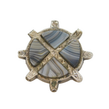 Scottish Victorian Sterling Silver & Montrose Agate Kilt Brooch Antique c1860s
