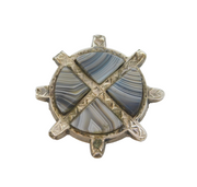 Scottish Victorian Sterling Silver & Montrose Agate Kilt Brooch Antique c1860s
