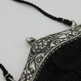 Art Deco German .800 Grade Silver & Black Fabric Evening Bag Antique c1920s