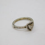 Sterling Silver CZ Set Band With Heart Stacking Ring Modern c2010 Size J 1/2