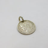 19th Century Sterling Silver French 50 Cent Coin Charm Pendant Antique c1880's