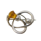 Charles Horner Sterling Silver & Citrine Thistle Brooch Antique 1913 Chester