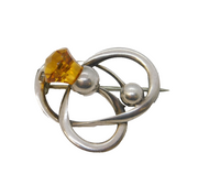 Charles Horner Sterling Silver & Citrine Thistle Brooch Antique 1913 Chester
