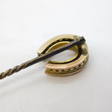 Victorian Sterling Silver Gilt, Garnet & Seed Pearl Horseshoe Stick Pin Antique