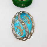 Siam Sterling Silver Blue Niello Enamel Dancing Goddess Brooch Antique c1940