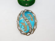 Siam Sterling Silver Blue Niello Enamel Dancing Goddess Brooch Antique c1940