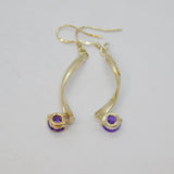 Pair of Sterling Silver Purple Crystal Twisted Drop Earrings Modern c2000