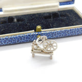 Sterling Silver Traditional Spinning Wheel Charm Pendant Vintage c1970