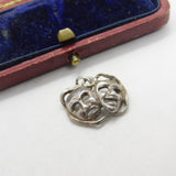 Sterling Silver Muse Mask Comedy & Tragedy Charm Pendant Vintage c1970