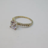 Sterling Silver Round Paste Solitaire Engagement Ring Vintage c1970 Size P