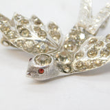 Large 19th Century Sterling Silver Paste Set Swallow Sweetheart Brooch Antique