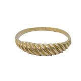 Sterling Silver Domed Textured Striped Band Dress Ring Vintage c1970 Size N 1/2