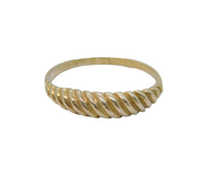 Sterling Silver Domed Textured Striped Band Dress Ring Vintage c1970 Size N 1/2