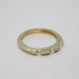 Sterling Silver 3 Stone Paste Set Band Ring Vintage c1970 Size K