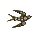19th Century Gilt Metal & Paste Set Swallow Sweetheart Brooch Antique c1880s