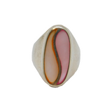 Sterling Silver Dyed Pink Shell Swirl Design Statement Ring Modern c1990 Size N