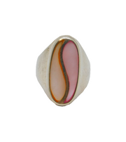 Sterling Silver Dyed Pink Shell Swirl Design Statement Ring Modern c1990 Size N