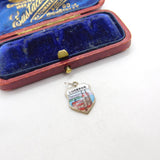 Sterling Silver and Enamel Lucerne Travel Shield Charm Pendant Vintage c1970
