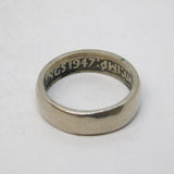 George VI Handmade .500 Silver Florin Coin Band Ring Antique 1947 Deco