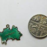 Sterling Silver and Enamel Map of Jersey Charm Pendant Vintage c1970