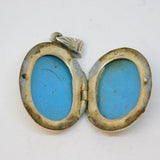 Sterling Silver Patterned Locket Charm Pendant Vintage c1970