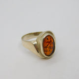 Sterling Silver Baltic Amber Swirl Dress Band Ring Vintage c1970 Size R 1/2