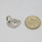 Sterling Silver Textured Entwined Hearts Modern Charm Pendant Vintage c2000