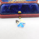 Sterling Silver Iridescent Glass Flower Charm Pendant Vintage c1970