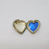 Sterling Silver Patterned Heart Locket Charm Pendant Vintage c1970
