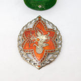 Siam Sterling Silver & Red Niello Enamel Dancing Goddess Brooch Antique c1940